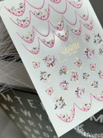 Nail Water Decal CF-563 | French Water Slide Nail Decals with Sakura Flowers | Pink Floral Nail Art - UASLIDER