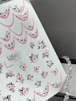 Nail Water Decal CF-564 | French Water Slide Nail Decals with Sakura Flowers | Pink Blossom Nail Art - UASLIDER