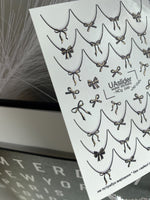 Nail Water Decal NCg-049 | French Water Slide Nail Decals | Black Bows & Elegant Tips - UASLIDER
