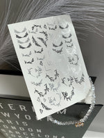Nail Water Decal CF-570 | Water Slide Nail Decals with Minimalist Wreaths | Black and Silver Botanical Nail Art - UASLIDER