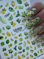 Nail Water Decal NCg-093 | Water Slide Nail Decals Citrus and Mint | Mojito Inspired Nail Art