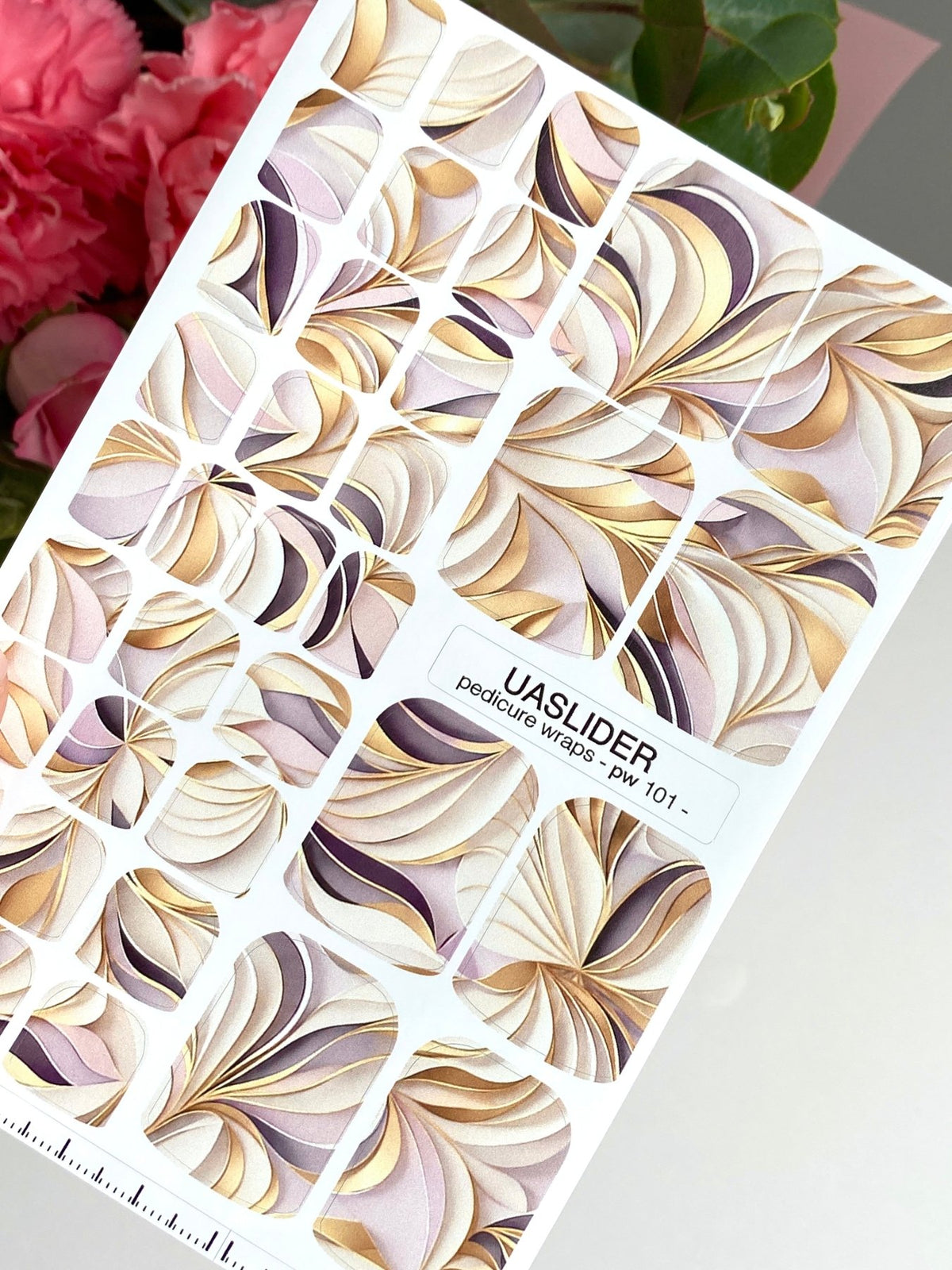 Abstract Fan Pedicure Wraps — Beige & Mauve Swirls | pw-101 - UASLIDER
