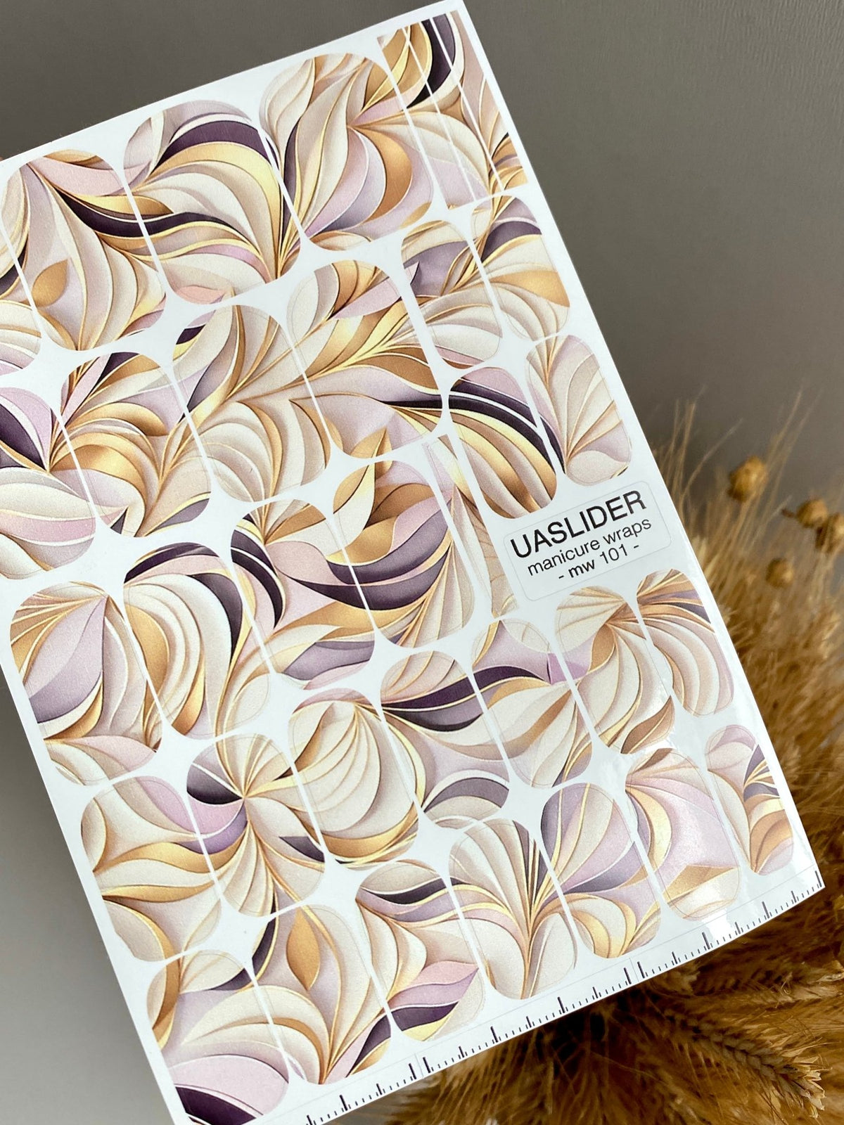 Abstract Manicure Nail Wraps — Beige Mauve Swirls | mw-101 - UASLIDER