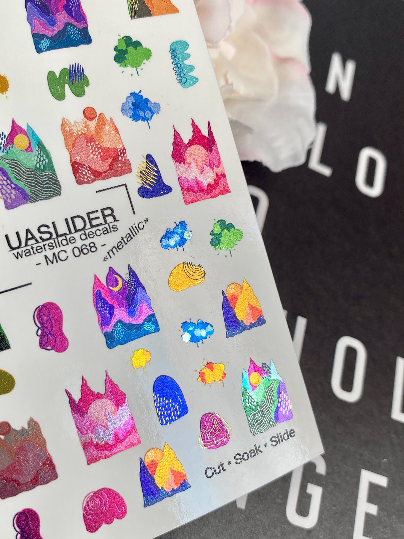 Abstract Nail Decals — Colorful Mountain Landscapes & Blobs | MC-068 - UASLIDER