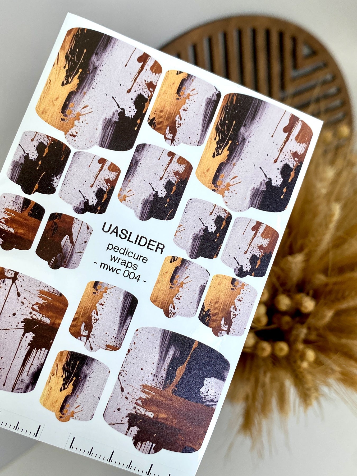 Abstract Pedicure Nail Wraps — Black & Bronze Paint Splatter | MWC-004 - UASLIDER