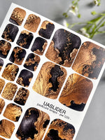 Abstract Pedicure Nail Wraps — Black & Copper Fluid Art with Texture | PW-029 - UASLIDER