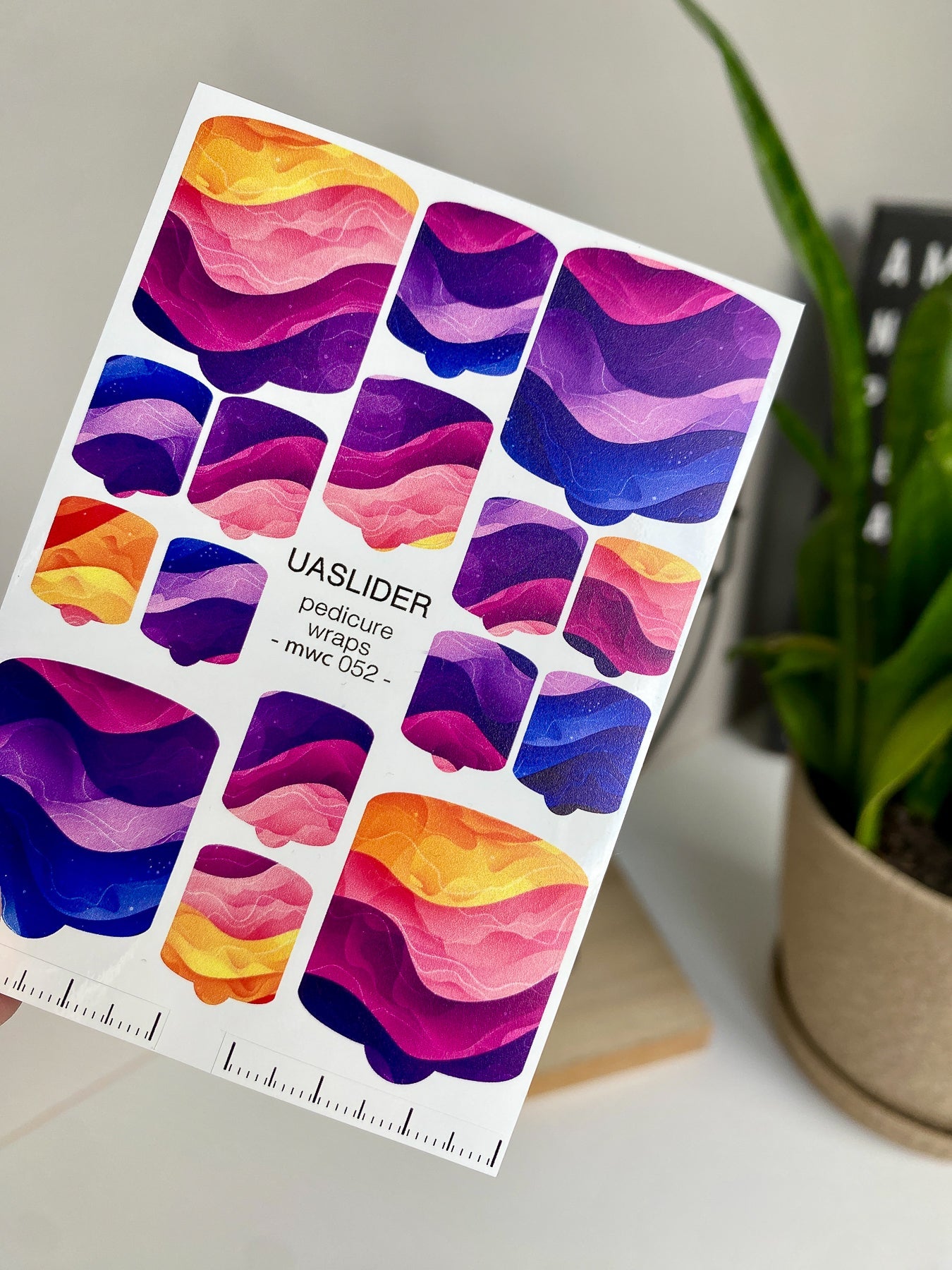 Abstract Wave Pedicure Nail Wraps — Purple, Magenta & Orange | MWC-052 - UASLIDER