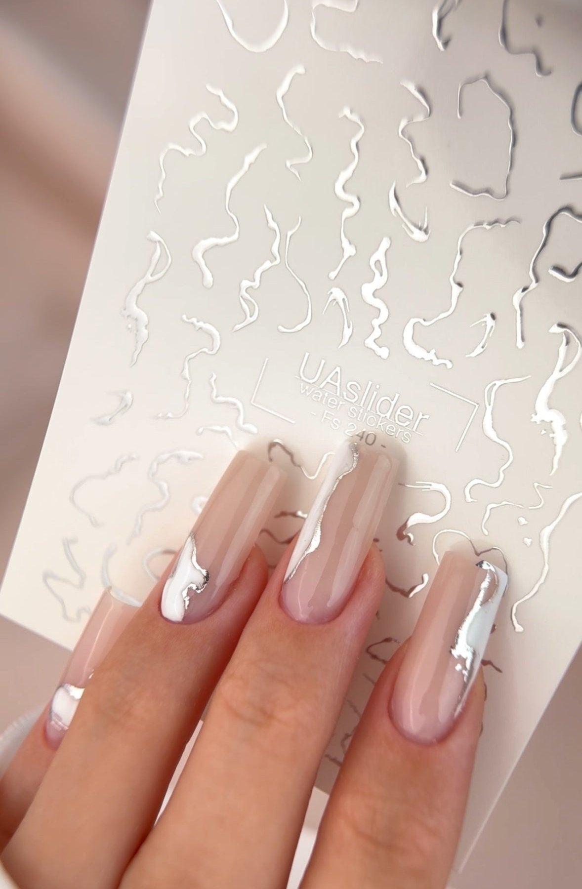 Abstract Wavy Lines Nail Decals — Silver Foil Squiggles | Fs - 240 - UASLIDER