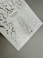 Abstract Wavy Lines Nail Decals — Silver Foil Squiggles | Fs - 240 - UASLIDER