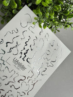 Abstract Wavy Lines Nail Decals — Silver Foil Squiggles | Fs - 240 - UASLIDER