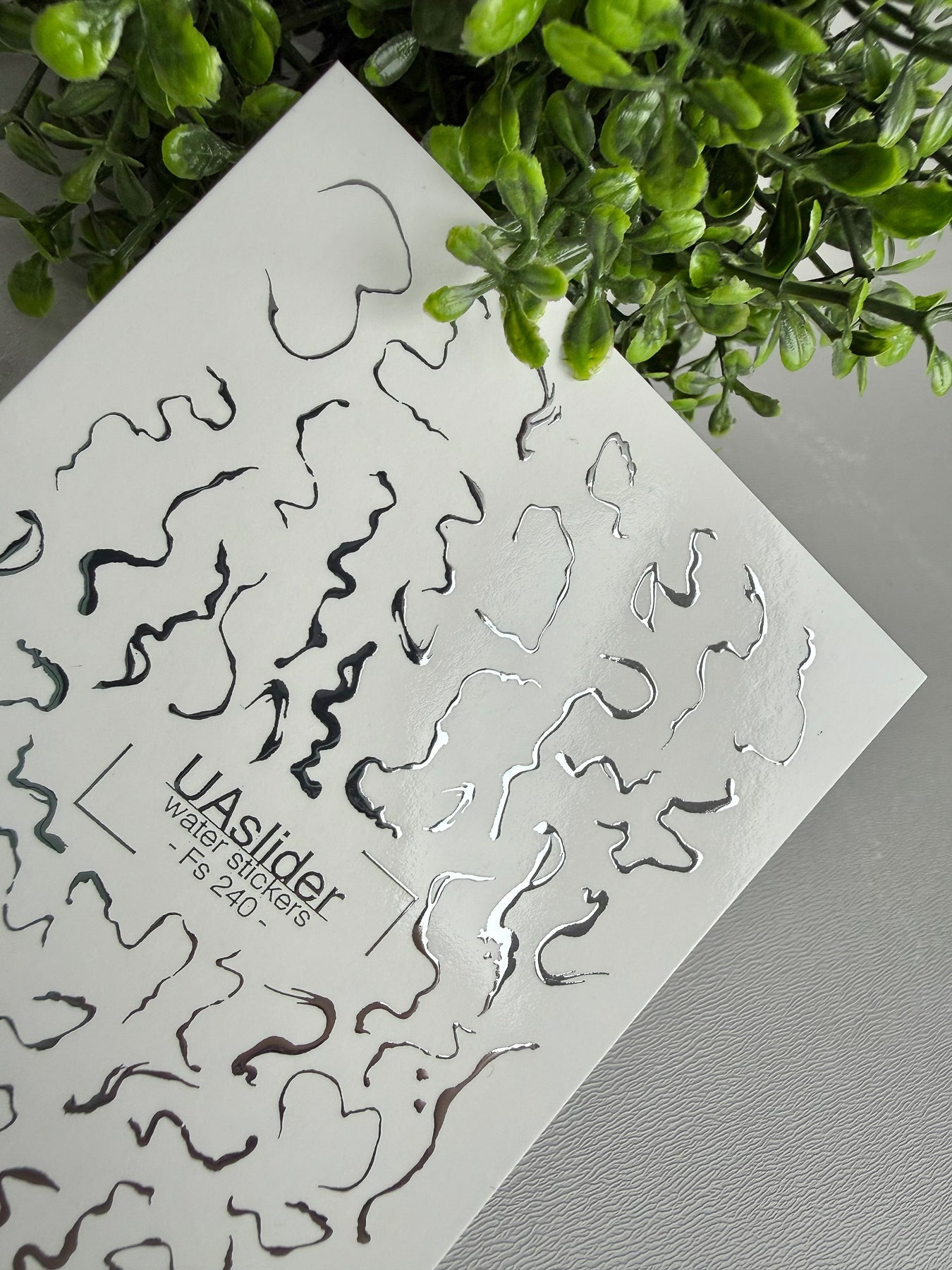 Abstract Wavy Lines Nail Decals — Silver Foil Squiggles | Fs - 240 - UASLIDER