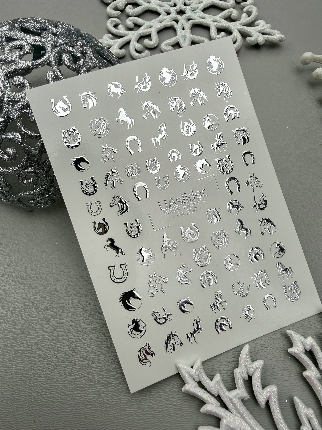 Animal Nail Decals — Silver Foil Horses & Horseshoes Stickers | Fs-296 - UASLIDER