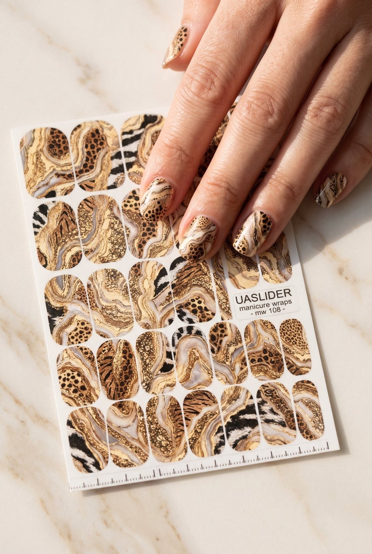 Animal Print Geode Manicure Wraps — Leopard & Zebra | mw-108 - UASLIDER