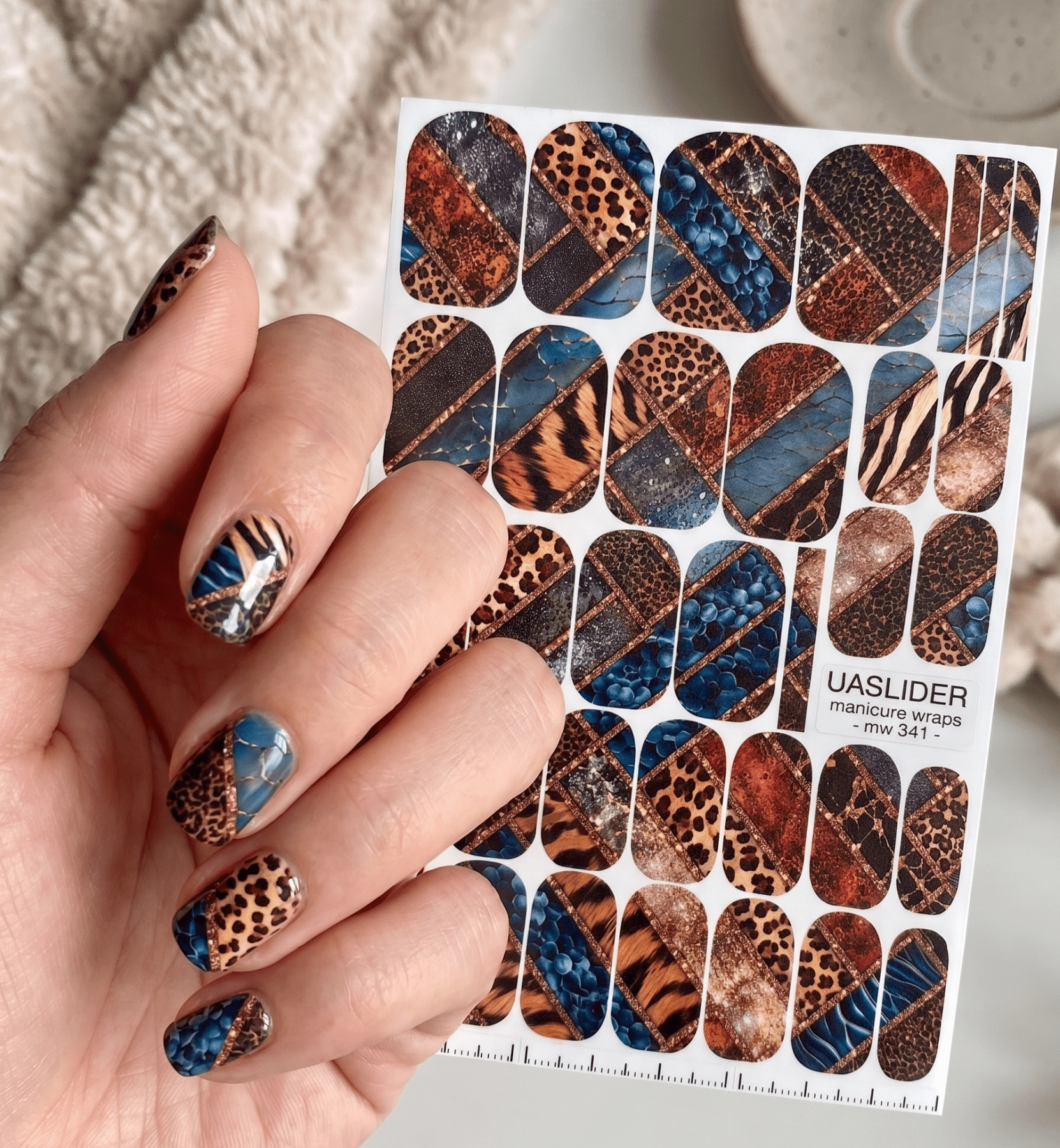 Animal Print Manicure Nail Wraps — Patchwork Textures | mw-341 - UASLIDER