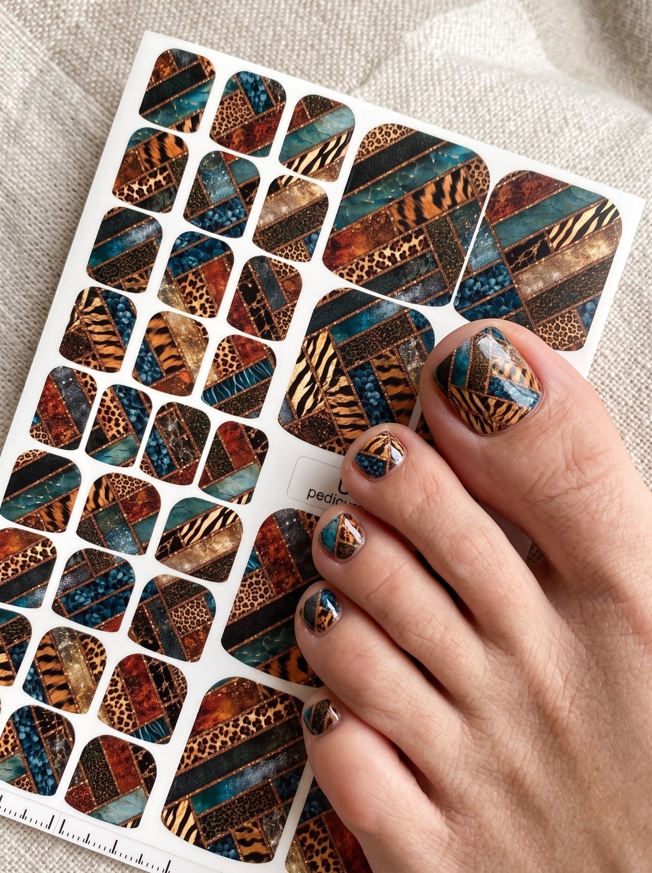 Animal Print Pedicure Wraps — Safari Patchwork | pw-341 - UASLIDER