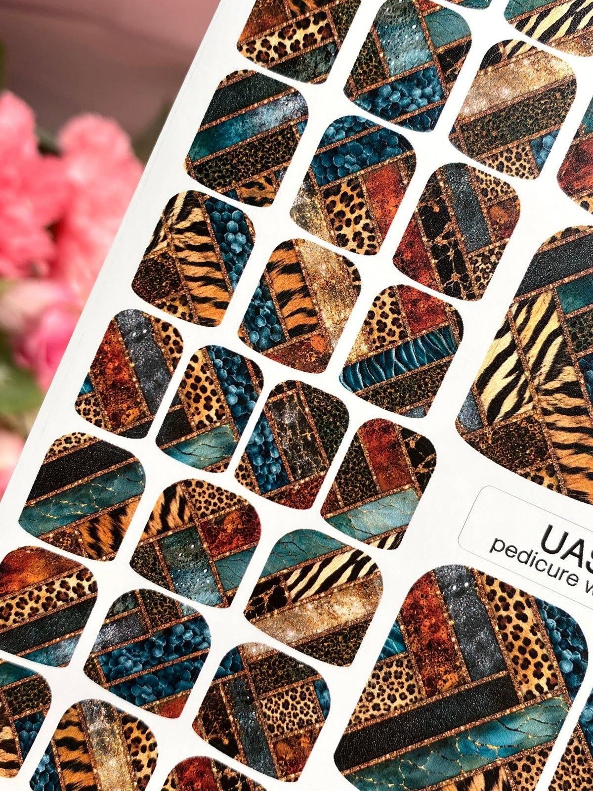 Animal Print Pedicure Wraps — Safari Patchwork | pw-341 - UASLIDER