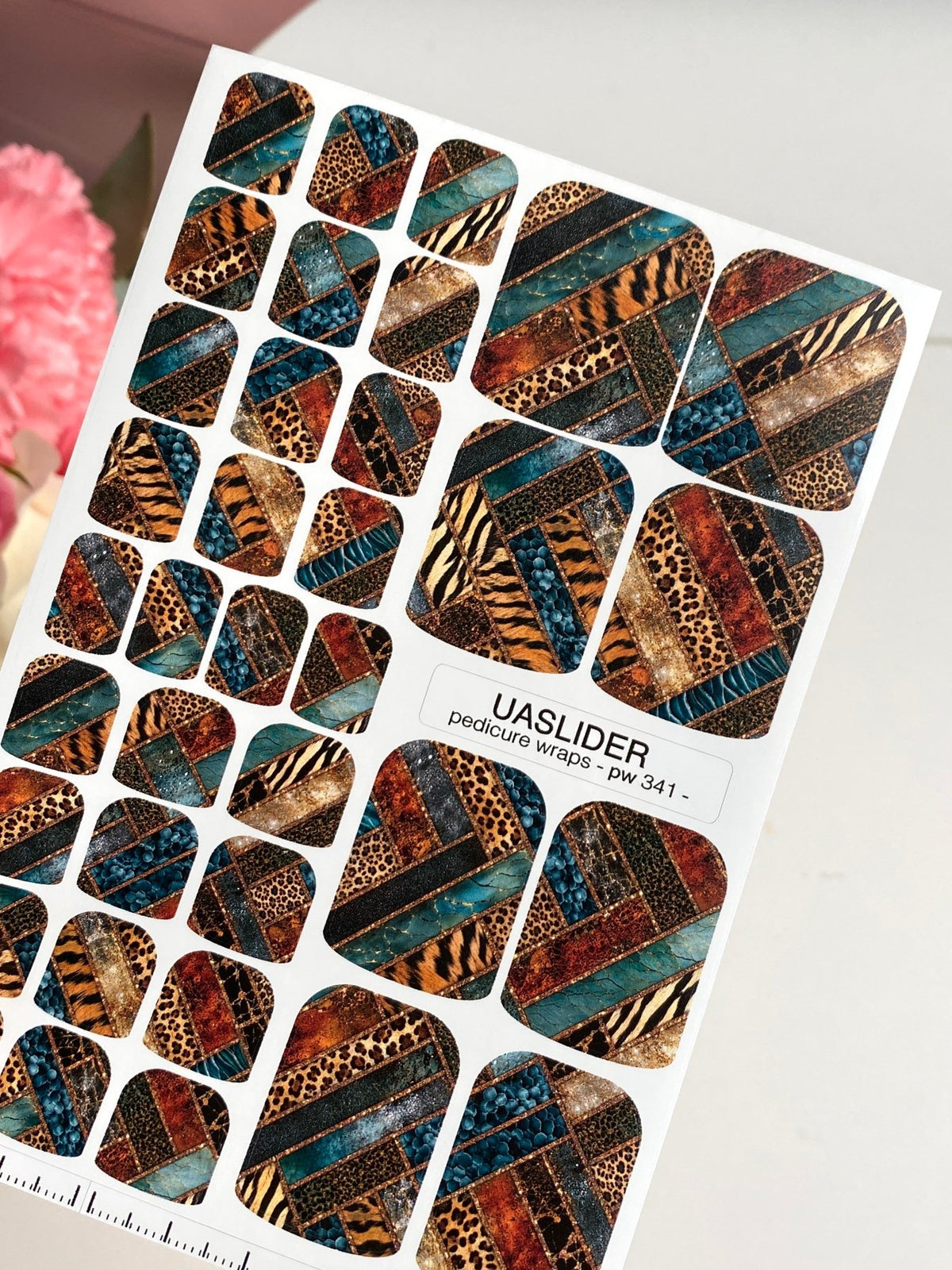 Animal Print Pedicure Wraps — Safari Patchwork | pw-341 - UASLIDER