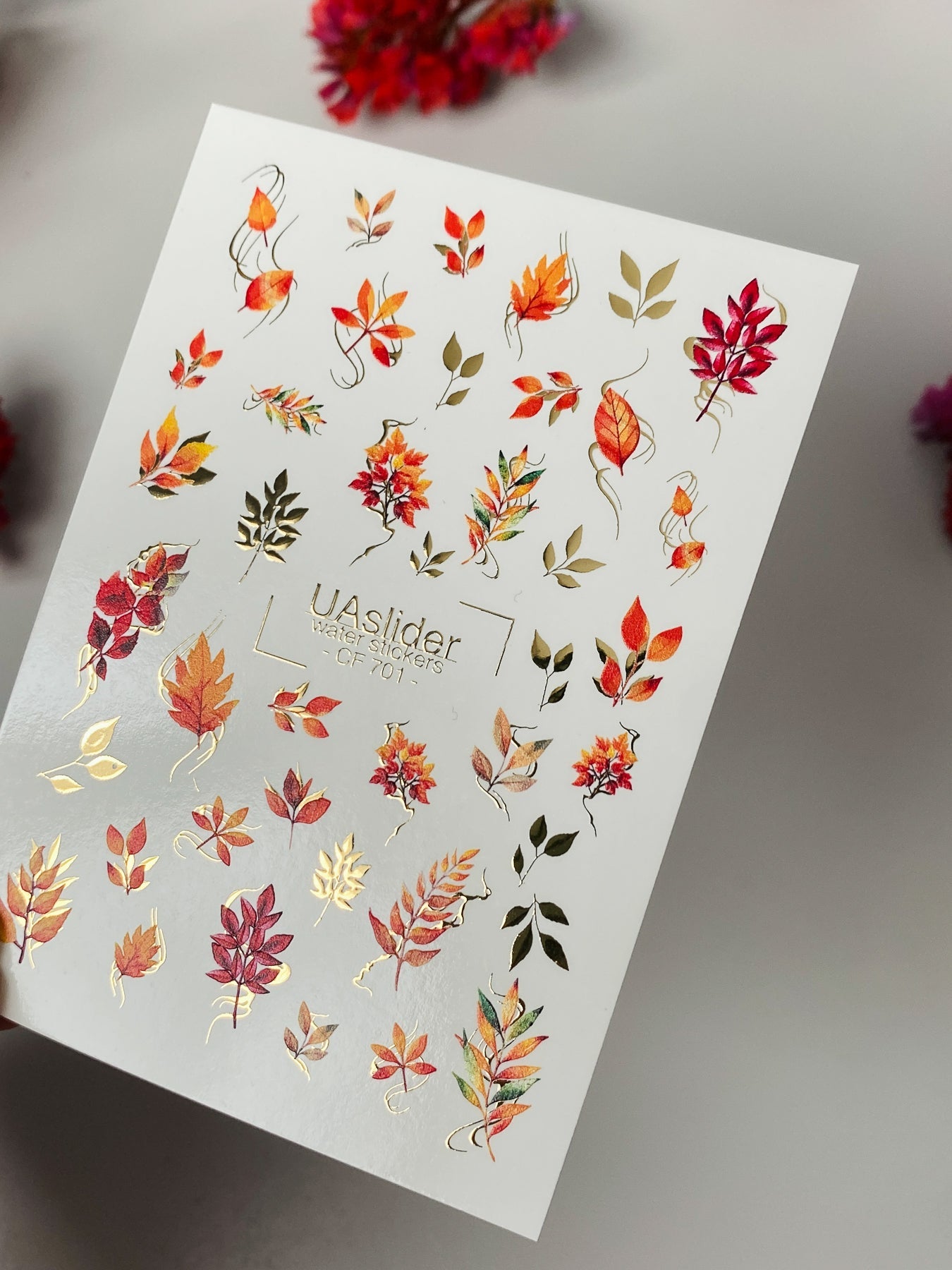 Autumn Leaf Nail Decals — Fall Leaves Gold Foil | CF - 701 - UASLIDER