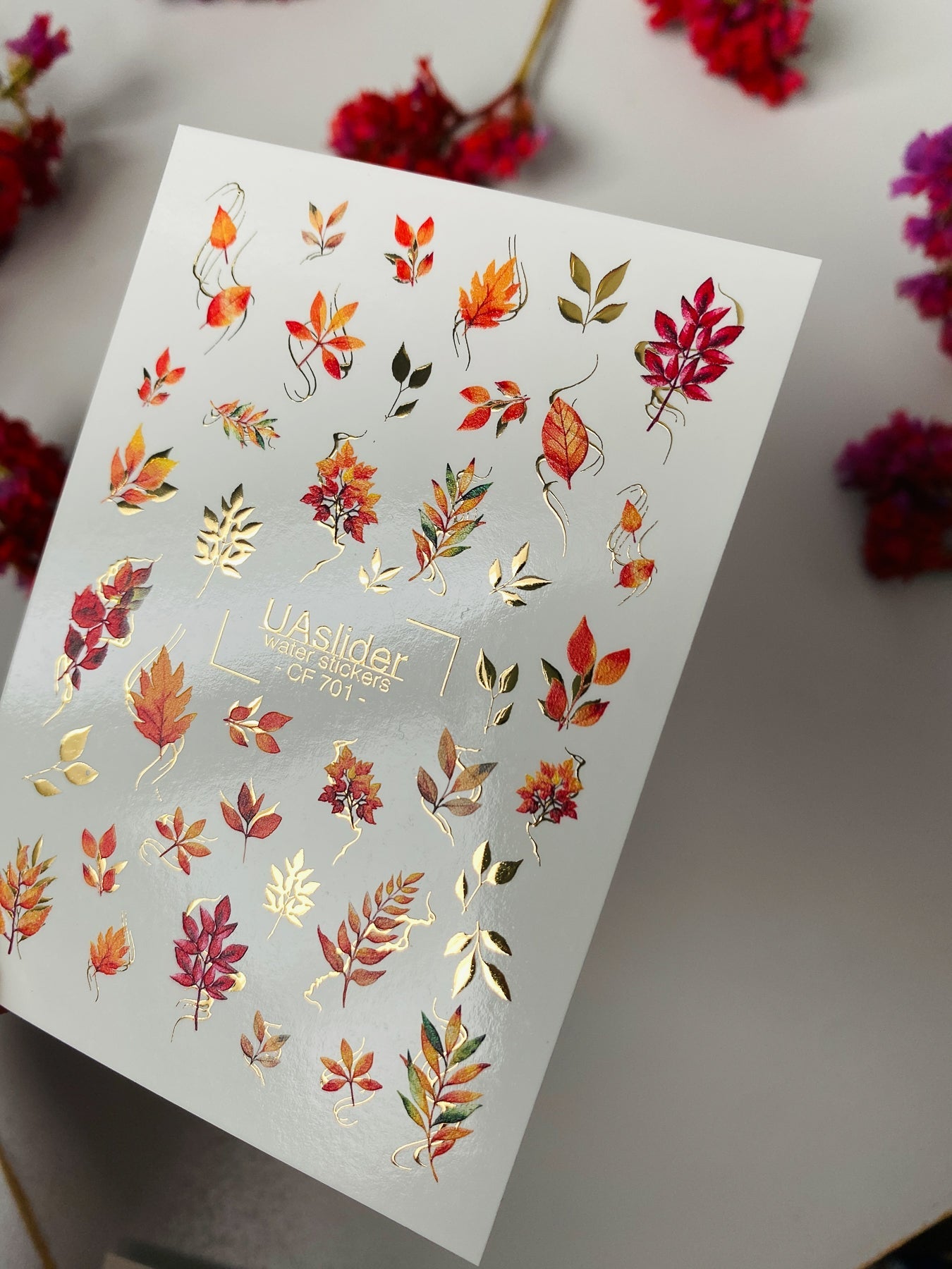 Autumn Leaf Nail Decals — Fall Leaves Gold Foil | CF - 701 - UASLIDER