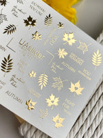 Autumn Leaf Nail Decals — Gold Foil Leaves & Quotes | Fg - 173 - UASLIDER