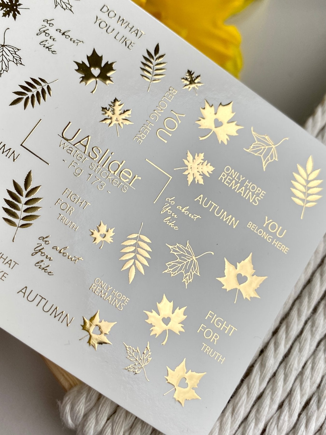 Autumn Leaf Nail Decals — Gold Foil Leaves & Quotes | Fg - 173 - UASLIDER