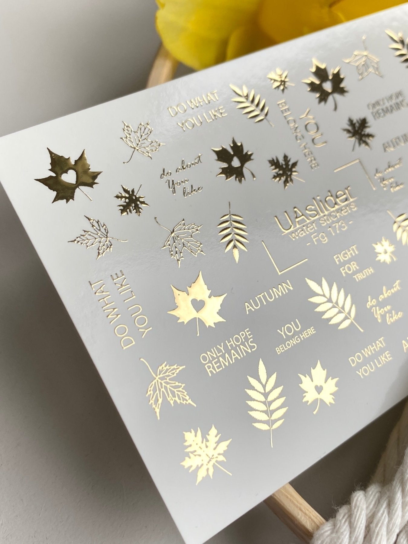 Autumn Leaf Nail Decals — Gold Foil Leaves & Quotes | Fg - 173 - UASLIDER