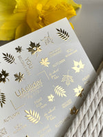 Autumn Leaf Nail Decals — Gold Foil Leaves & Quotes | Fg - 173 - UASLIDER