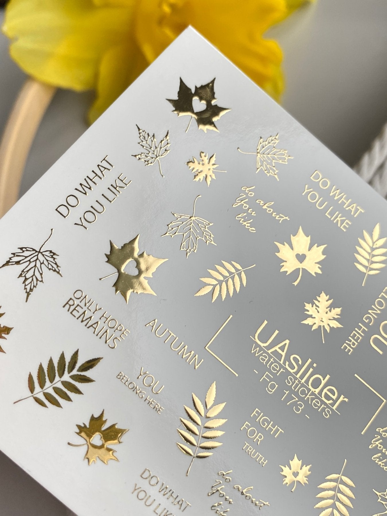 Autumn Leaf Nail Decals — Gold Foil Leaves & Quotes | Fg - 173 - UASLIDER