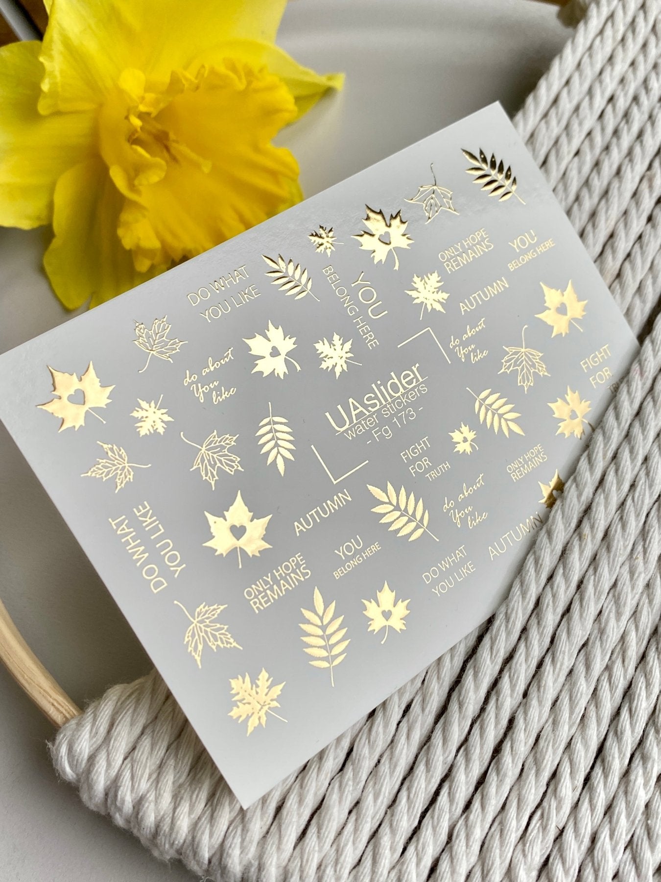 Autumn Leaf Nail Decals — Gold Foil Leaves & Quotes | Fg - 173 - UASLIDER