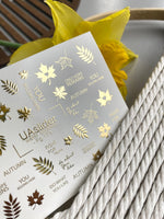 Autumn Leaf Nail Decals — Gold Foil Leaves & Quotes | Fg - 173 - UASLIDER