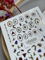 Beetle & Bug Nail Decals — Gold Foil Cameo Frames | CF - 788 - UASLIDER