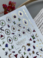 Beetle & Bug Nail Decals — Gold Foil Cameo Frames | CF - 788 - UASLIDER