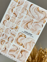 Beige Marble Pedicure Wraps — Flowing Bronze Lines | pw-094 - UASLIDER