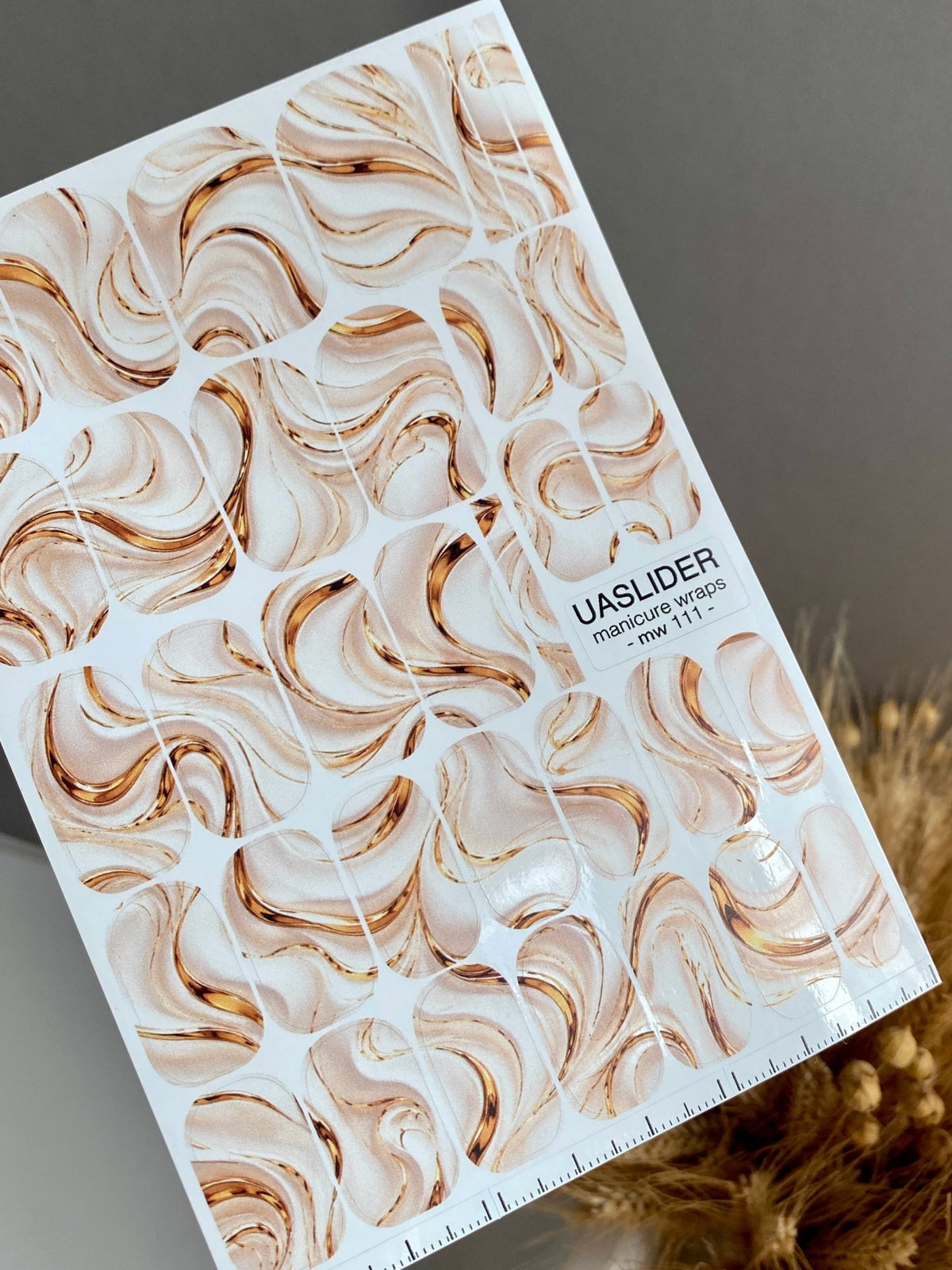 Beige Watercolor Marble Manicure Wraps — Amber Swirls | mw-111 - UASLIDER