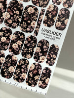 Black Floral Manicure Nail Wraps — Vintage Botanical | mw-065 - UASLIDER