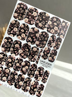 Black Floral Manicure Nail Wraps — Vintage Botanical | mw-065 - UASLIDER