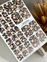 Black Floral Pedicure Wraps — Cream Blooms & Gold Foil | pwg-065 - UASLIDER