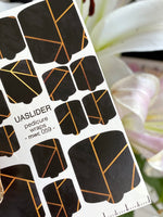 Black Geometric Pedicure Nail Wraps — Golden Line Art | MWC-059 - UASLIDER