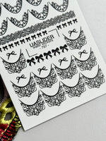 Black Lace Bow Nail Decals — Scroll Lace French Tips | 797 - UASLIDER
