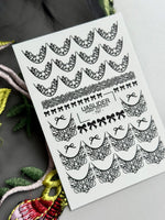 Black Lace Bow Nail Decals — Scroll Lace French Tips | 797 - UASLIDER