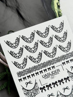 Black Lace Bow Nail Decals — Scroll Lace French Tips | 797 - UASLIDER