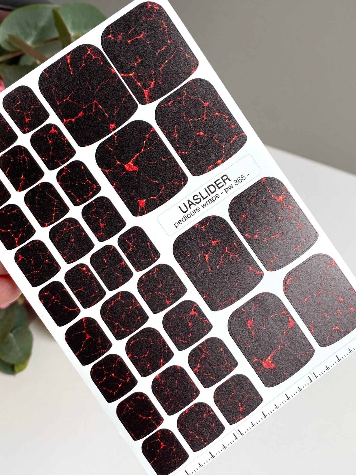 Black Lava Pedicure Wraps — Red Crack Texture | pw-365 - UASLIDER