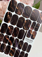 Black Marble Manicure Nail Wraps — Copper & Violet Veins | mw-024 - UASLIDER