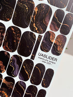Black Marble Manicure Nail Wraps — Copper & Violet Veins | mw-024 - UASLIDER