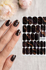 Black Marble Manicure Nail Wraps — Copper & Violet Veins | mw-024 - UASLIDER