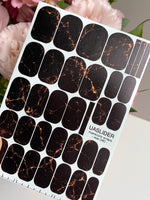Black Marble Manicure Wraps — Amber Veining | mw-040 - UASLIDER