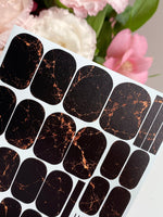 Black Marble Manicure Wraps — Amber Veining | mw-040 - UASLIDER