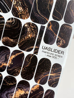 Black Marble Manicure Wraps — Bronze Veins | mw-005 - UASLIDER