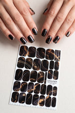 Black Marble Manicure Wraps — Bronze Veins | mw-005 - UASLIDER