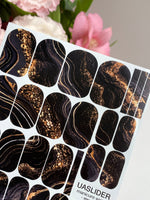 Black Marble Manicure Wraps — Bronze Veins | mw-005 - UASLIDER